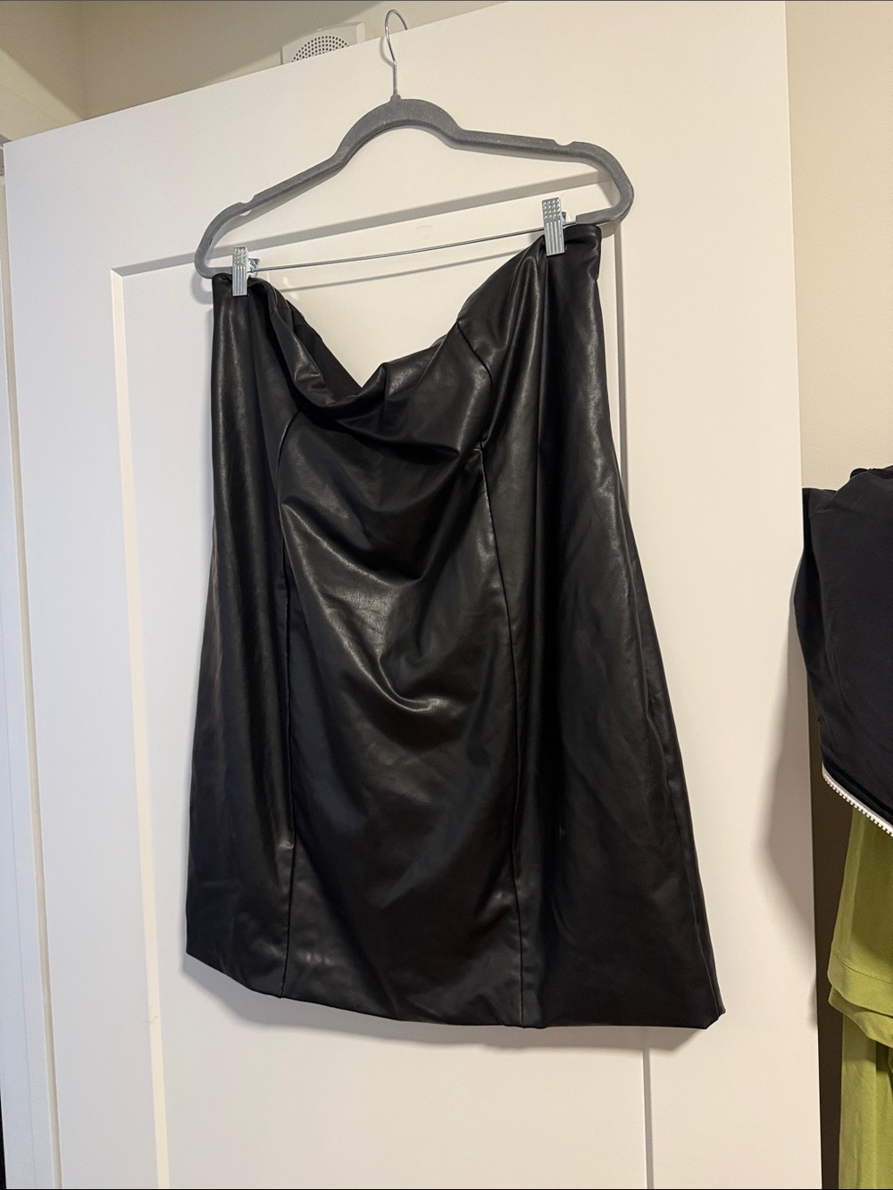 NWT Avec les Filles black faux leather mini dress